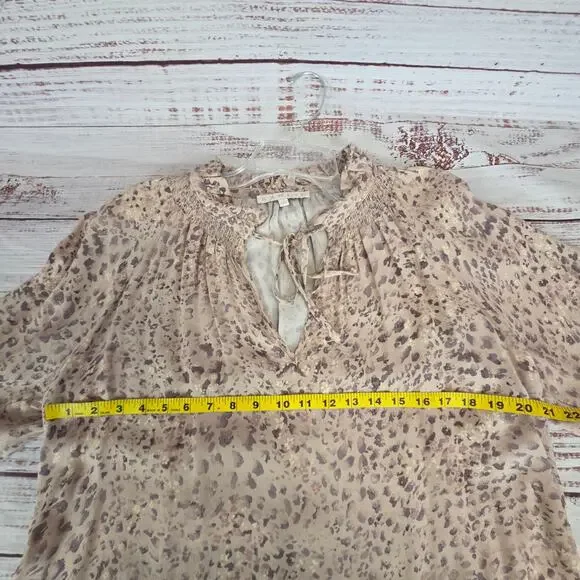 Karlie Dusty Rose Peasant Blouse Ruched V-Neck S Balloon Sleeve Whimsy Boho Top - Picture 8 of 11